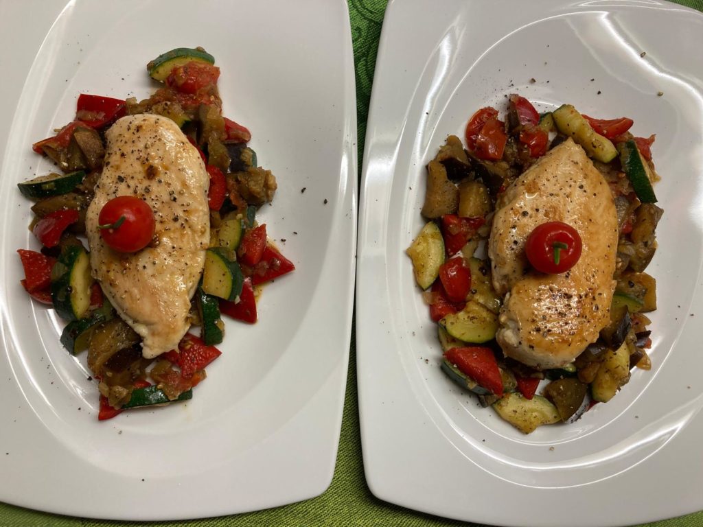 Zitronenhühnchen und Ratatouille - servierfertig!